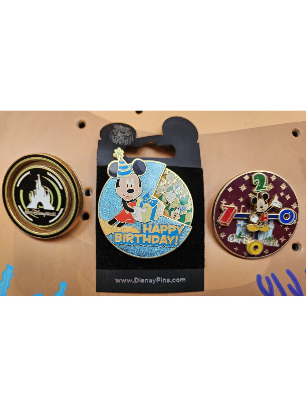 Happy Birthday 2008 Disney Pin Mickey Fab 5 Spinner, 2007 WDW Castle Spinner, +